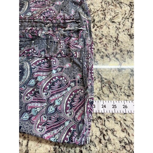 Tommy Hilfiger Womens Sleeveless Tuxedo Blouse L Purple Paisley Cottagecore - Picture 6 of 6